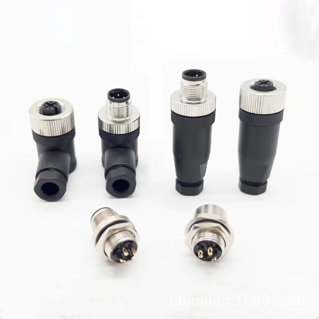 circular connector m12 circular waterproof 3/4/5/8 pin sensor male female circular plug cable m12 connector