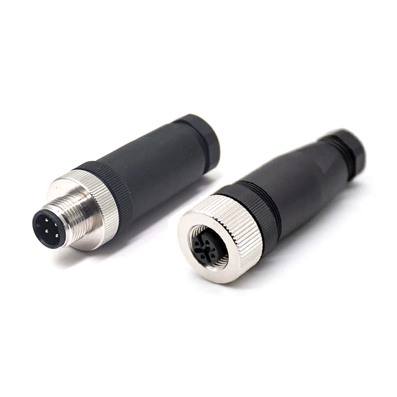 circular connector M12 straight female plastic plug screw connection fieldwire PG7 PG9 M12 cable connector